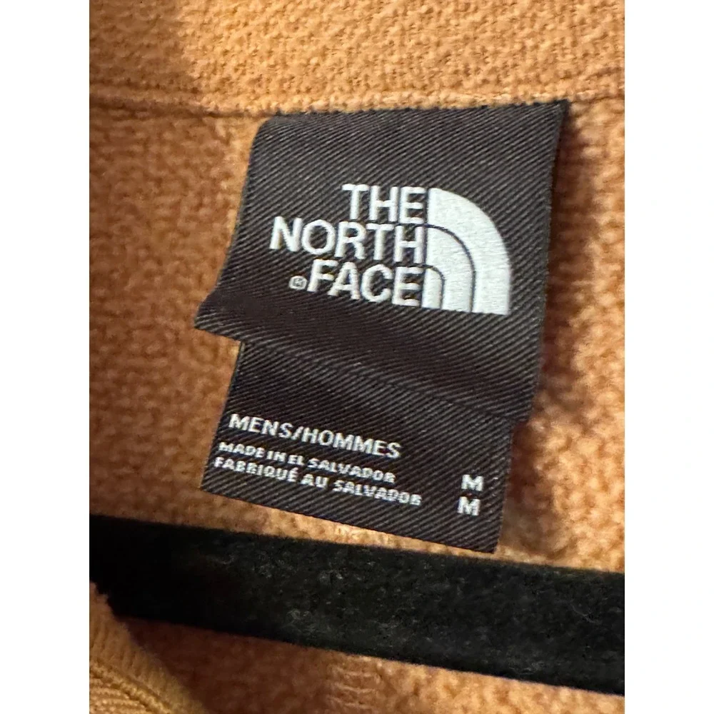 The North Face Mens Quarter Zip Fleece Pullover Tan Waffle Knit Size M‎